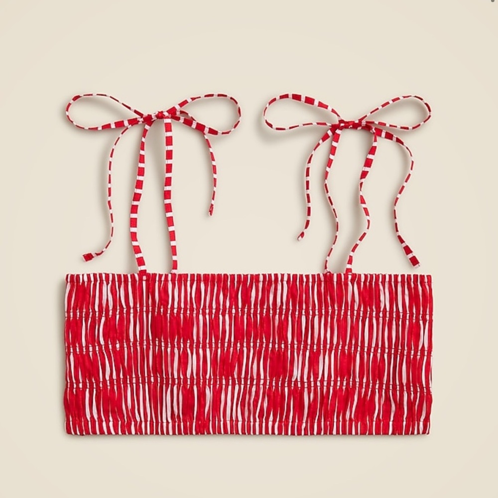 J. Crew Red and White Striped Cropped Top